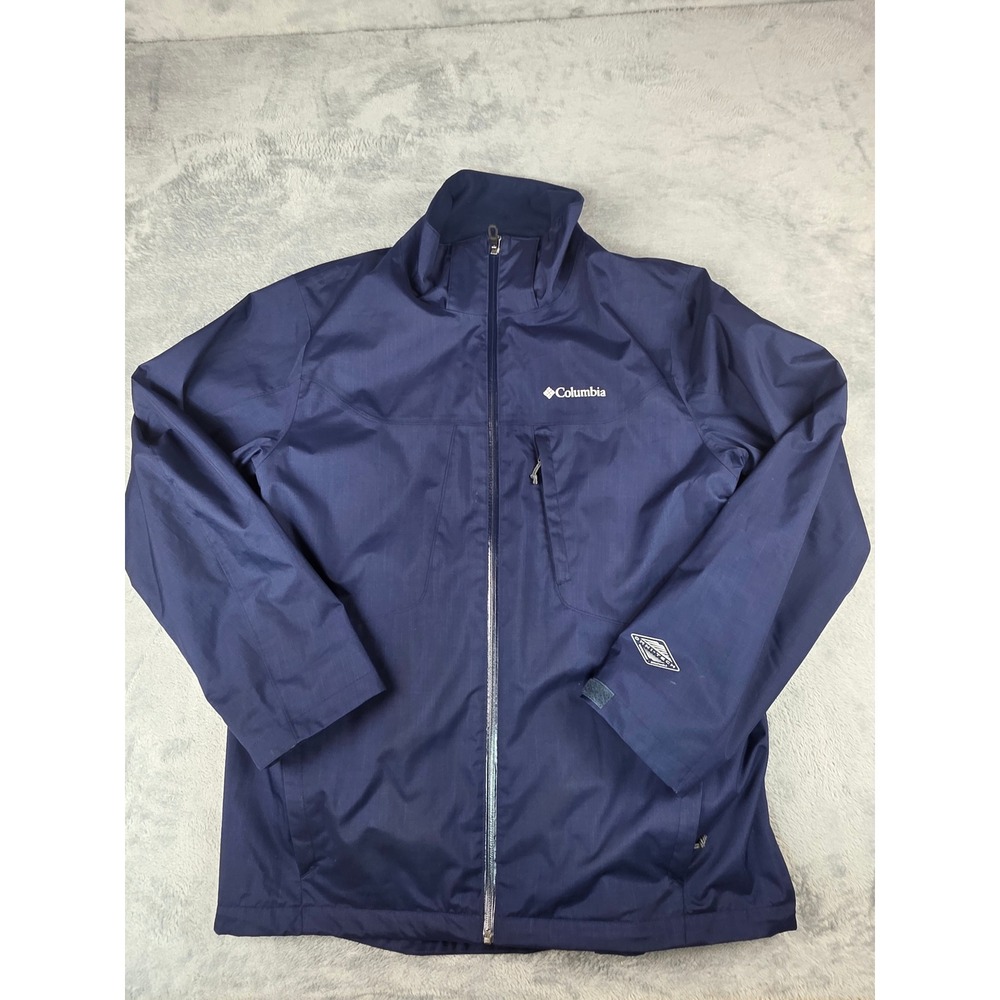 Columbia Mens Interchange Omni-Tech Waterproof Jacket Shell Navy Blue Size Large